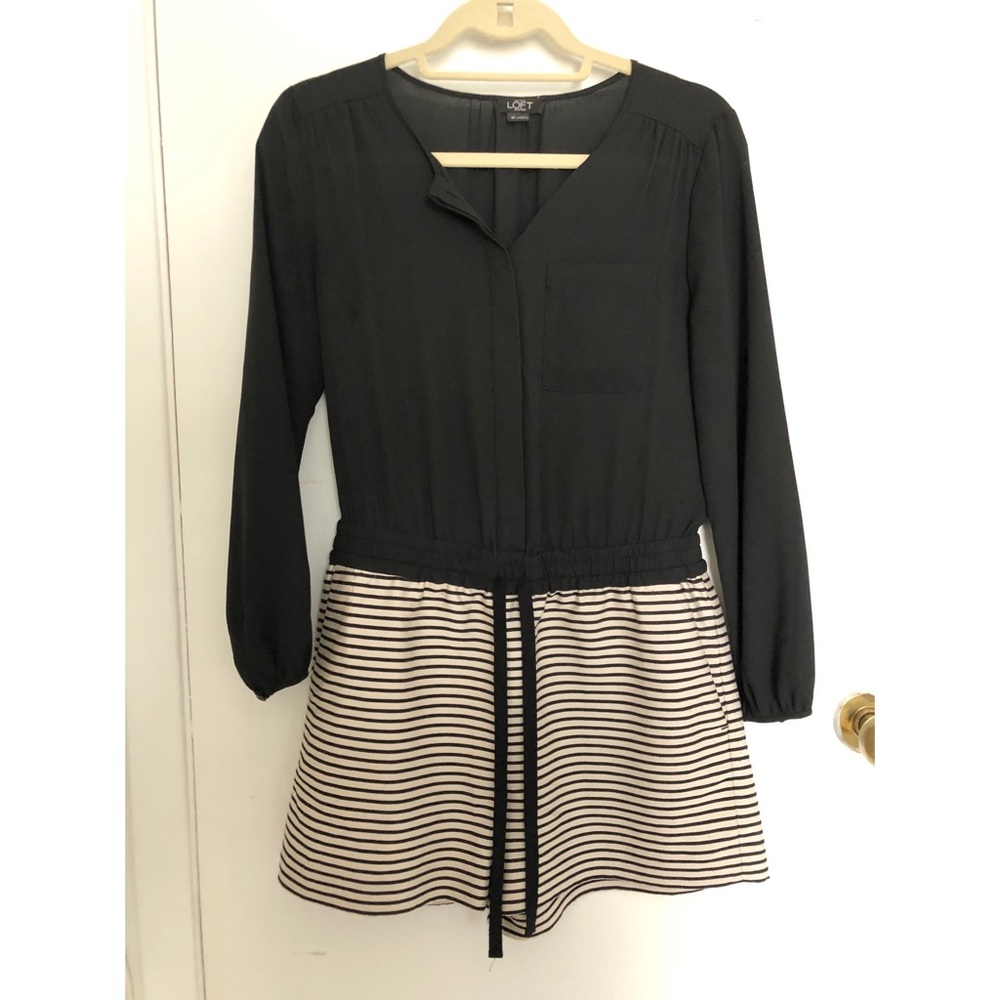 LOFT Long Sleeve Romper with Striped Shorts